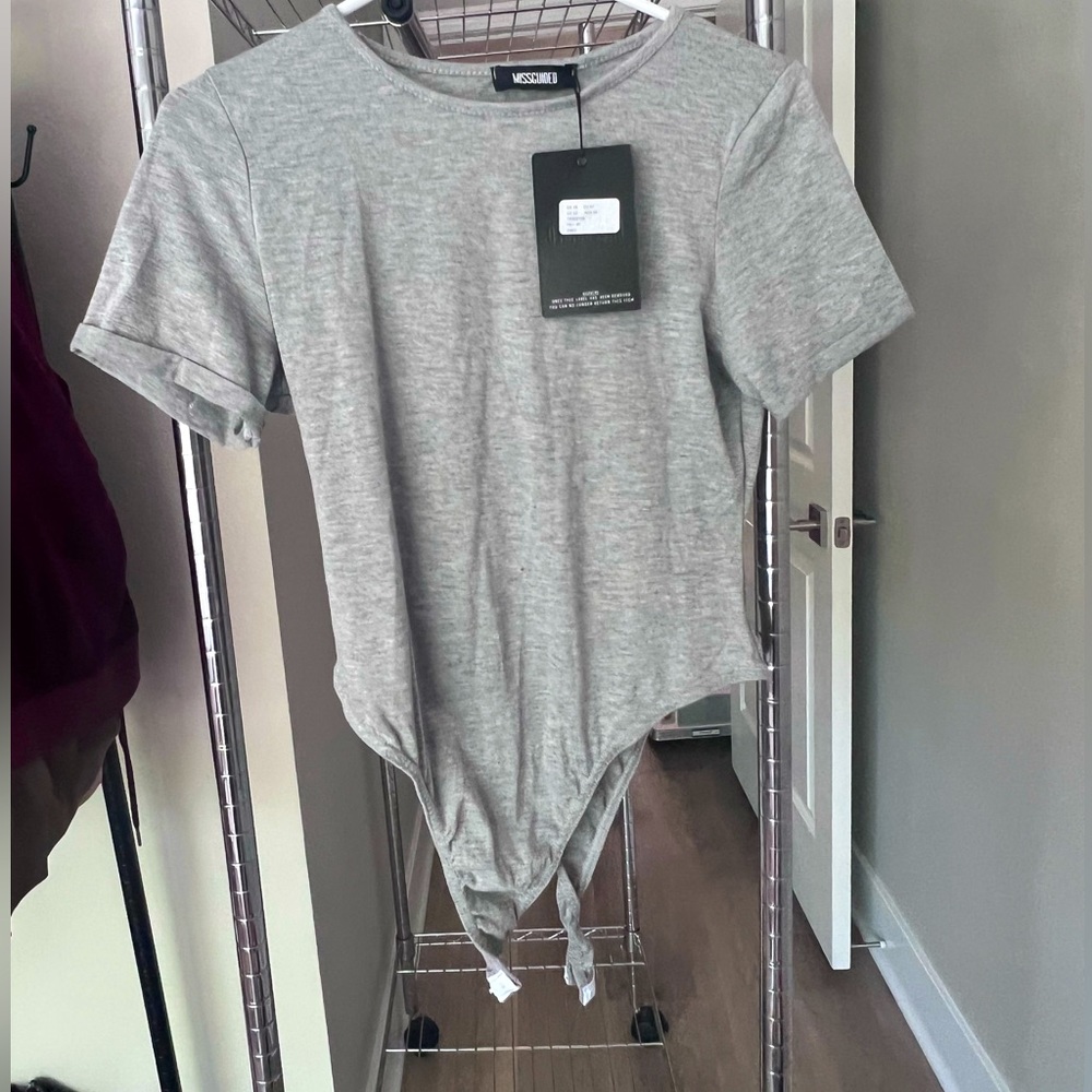 Tshirt style bodysuit thong back with snaps